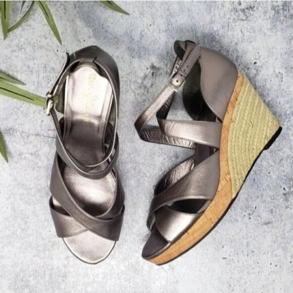 Cole Haan Shoes - Cole Haan | Gunmetal Gray Silver Espadrille Wedge Sandals